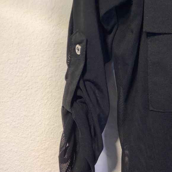 2b Bebe Mesh Sheer Button Sleeve Blouse Black Size XS - Picture 4 of 7